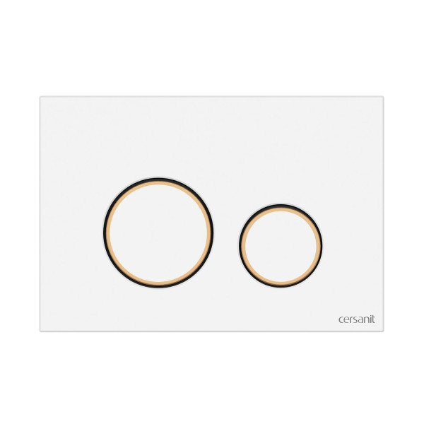 Кнопка Cersanit TWINS для LINK PRO/VECTOR/LINK/HI-TEC пластик белый с рамкой золото (63535)