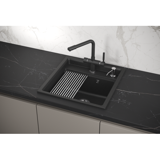 Кухонная мойка GRANULA Kitchen Space (5002, ЧЁРНЫЙ)