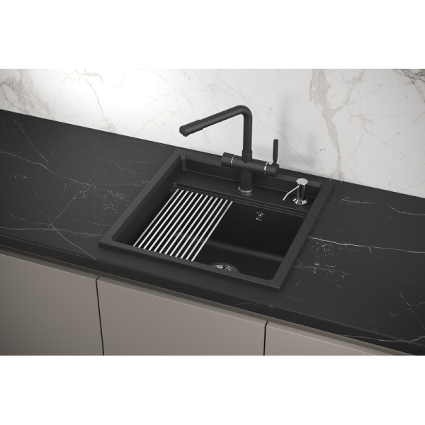 Кухонная мойка GRANULA Kitchen Space (5002, ЧЁРНЫЙ)