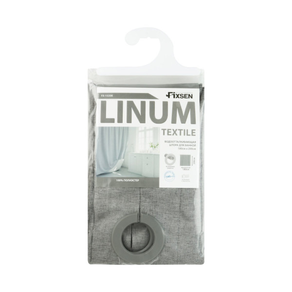 Шторка для ванной серая Fixsen Linum (FX-1535K)
