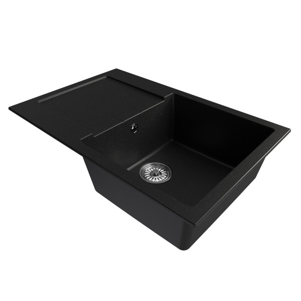 Мойка MIXLINE ML-GM31 с крылом ультра-черная (344) 770*500*190мм NEW (552197)