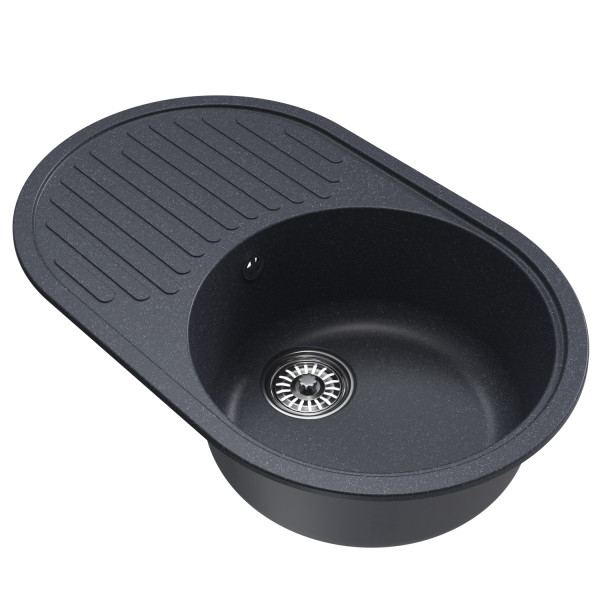 Мойка MIXLINE ML-GM16 овальная с крылом антрацит (343) 730*460*180мм NEW (551933)