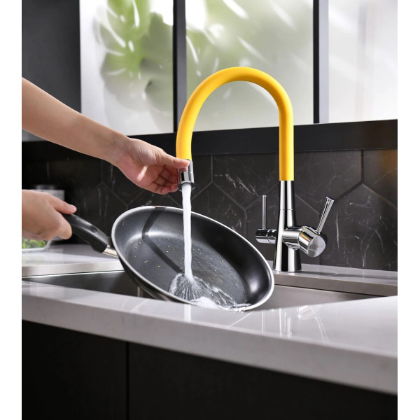Смеситель для кухни Lemark Comfort с подключением к фильтру с питьевой водой (LM3075C-Yellow)