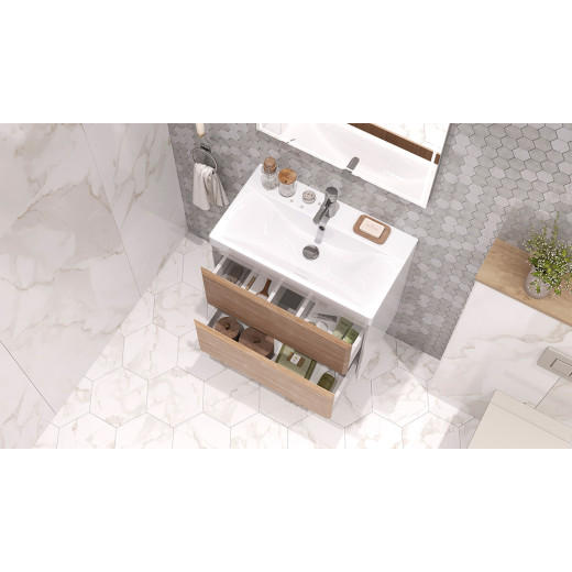 Тумба подвесная Velvex Gesso 70.2Y белый/дуб сонома под раковину 9696-70 (tp.GES.9696.70.2Y белый матовый/дуб сонома)