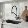 Смеситель для кухни 35k MIXLINE МЛНС-0404 (MLSS-0404) серый гиб.излив,подкл.к фильтру, п/гайку САТИН (558433)