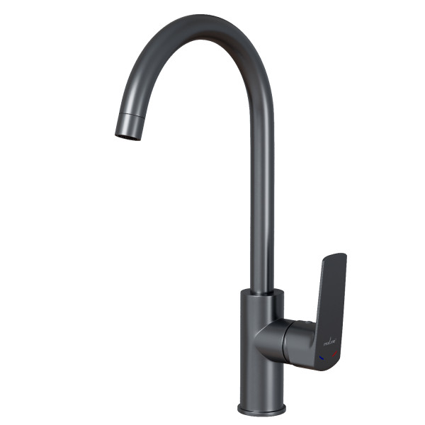 Смеситель для кухни 35k MIXLINE МЛ15-031(ML15-031GR)выс.излив б/отв бок п/гайку (без подводки)ГРАФИТ (556665)