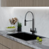 Смеситель для кухни 35k MIXLINE МЛНС-0401Г(MLSS-0401BL)сер.гиб.изл магнит,под.кфильтру,ЧЕРНЫЙ ГРАФИТ (556011)