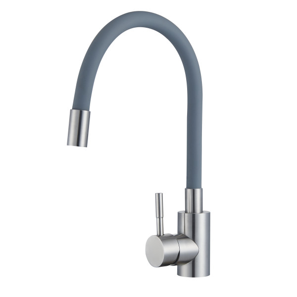Смеситель для кухонной мойки с гибким изливом RUSH Симпл (Simple) серый (SUS7335-61Grey)