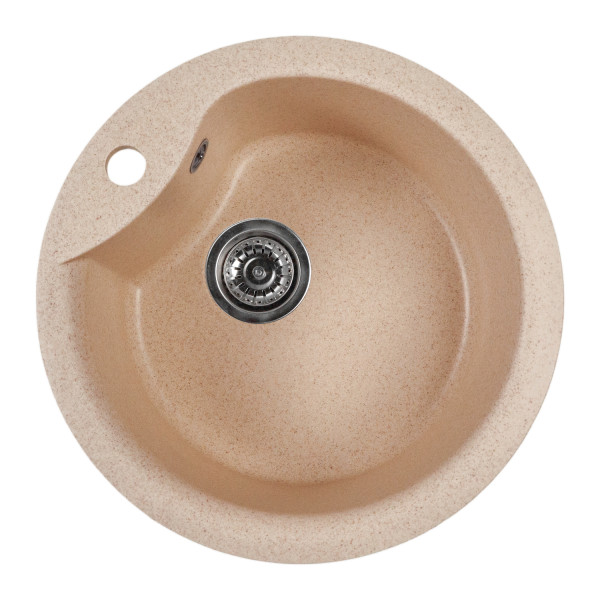 Мойкa MIXLINE МЛ-ГМС101 (ML-GMS101) СТАНДАРТ круглая, бежевый (328), 480 мм (глуб. чаши 190) (558082)