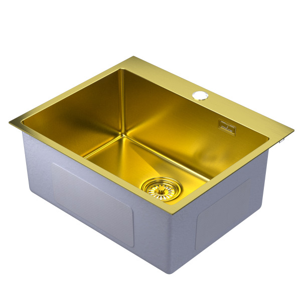 Мойка MIXLINE PRO настол.монтаж 60х50 (3,0) вып 3 1/2 22см с сифоном (золото) (555136)