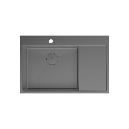 Кухонная мойка Lemark KEZADRA 780L прямоугольная с крылом из нержавеющей стали (чаша СЛЕВА) цвет: графит (9936151)