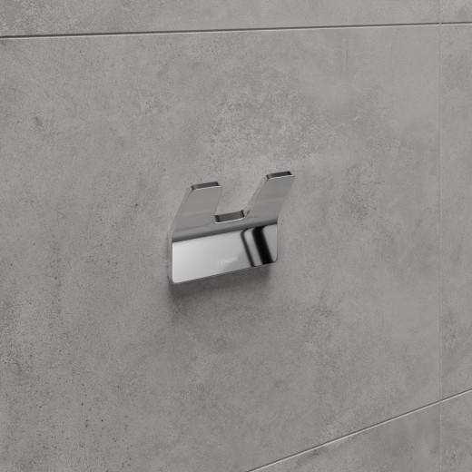 Крючок двойной Lemark SMOOTH LINE для полотенец и халатов, хром (9711004)