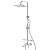 Смеситель DECOROOM DR23 для ванны и душа с регулируемой высотой штанги и верхней душевой лейкой "Тропический дождь" (DR23071)