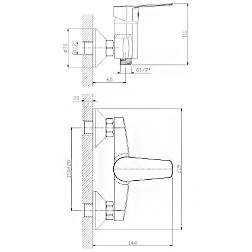 Смеситель для душа Rossinka S (S35-41)