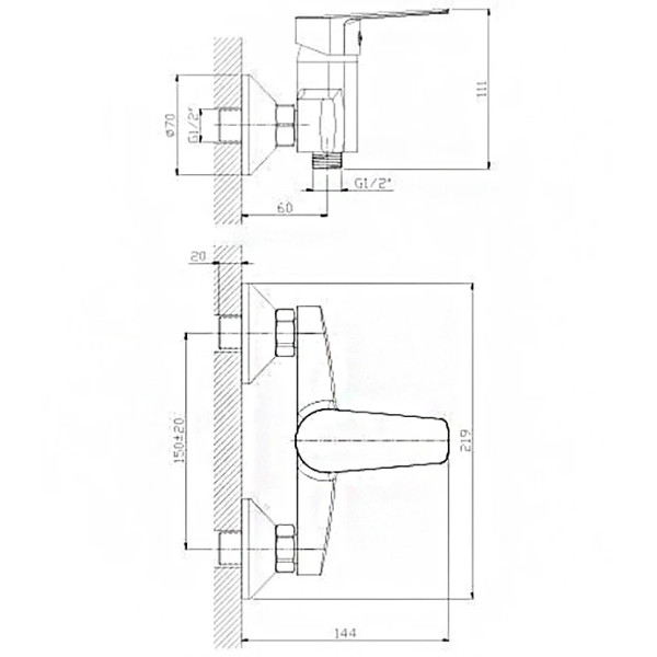 Смеситель для душа Rossinka S (S35-41)