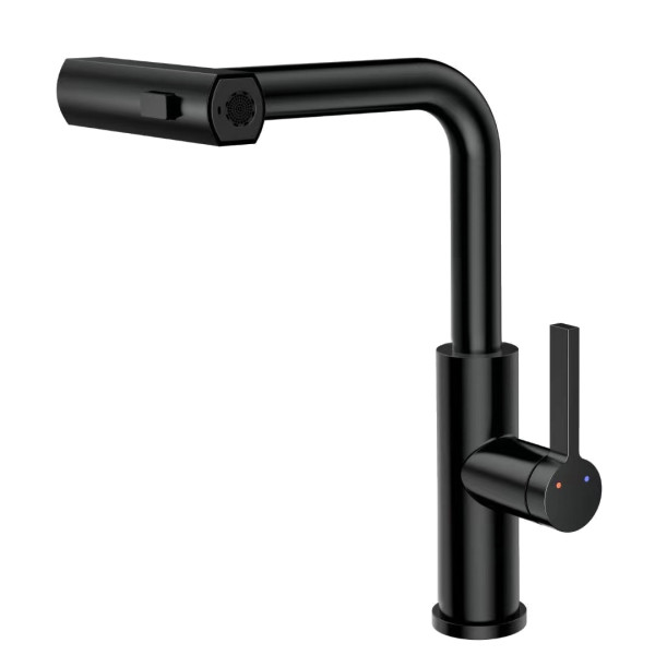 Смеситель для кухни с выдвижной лейкой RUSH Тинос (Tinos) (TI3732-18Black)