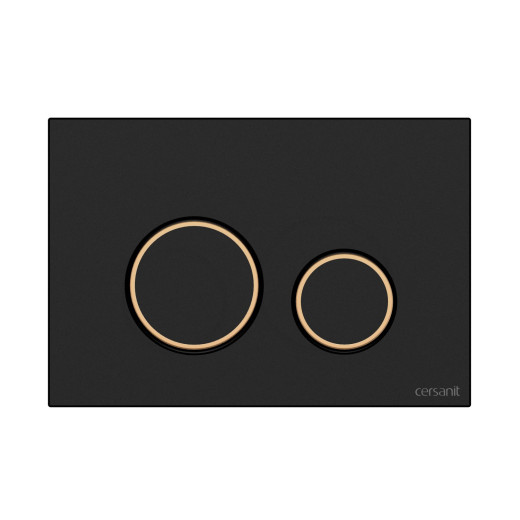 Кнопка Cersanit  TWINS для LINK PRO/VECTOR/LINK/HI-TEC пластик черный матовый с рамкой золото (63534)