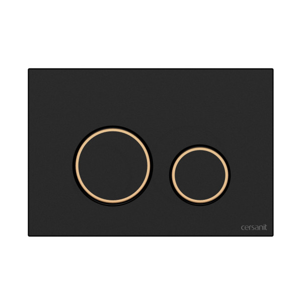 Кнопка Cersanit TWINS для LINK PRO/VECTOR/LINK/HI-TEC пластик черный матовый с рамкой золото (63534)