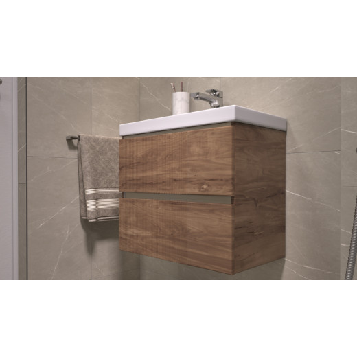 Тумба навесная Velvex Mondi 600-0-2 акация темная под раковину 4627173210874 (Madera Classica Slim) (359 акация темная)
