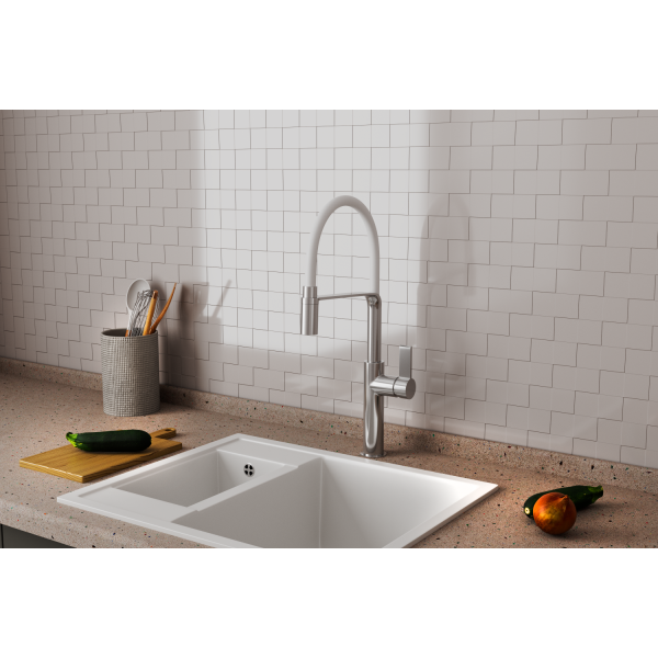 Смеситель для кухонной мойки с гибким изливом RUSH (MS9035-35White)