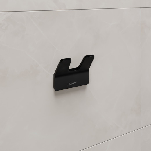 Крючок двойной Lemark SMOOTH LINE для полотенец и халатов, чёрный матовый (9712005)