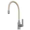 Смеситель для кухни 35к MIXLINE МЛ35-095(ML35-095) гибкий излив, б/отв, боковая, бежевый (556591)