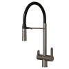 Смеситель для кухни 35k MIXLINE МЛНС-0401/MLSS-0401 ЧЕРНЫЙ гиб.из.магнит,под.к фильтру,п/гайку САТИН (556013)