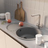 Мойка MIXLINE ML-GM16 овальная с крылом темно-серая (309) 730*460*180мм NEW (551927)