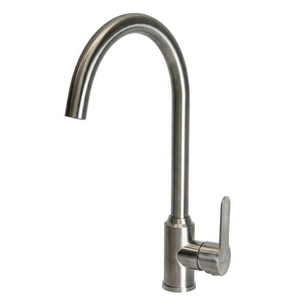 Смеситель для кухни 35k MIXLINE МЛНС-0405 (MLSS-0405) трубчатый излив, п/гайку САТИН (558434)