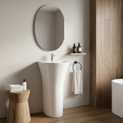 Умывальник-моноблок WAVE РОЯЛЬ/ROYAL 480*420*835 ш*г*в, с хром переливом, белый, овал (557861)