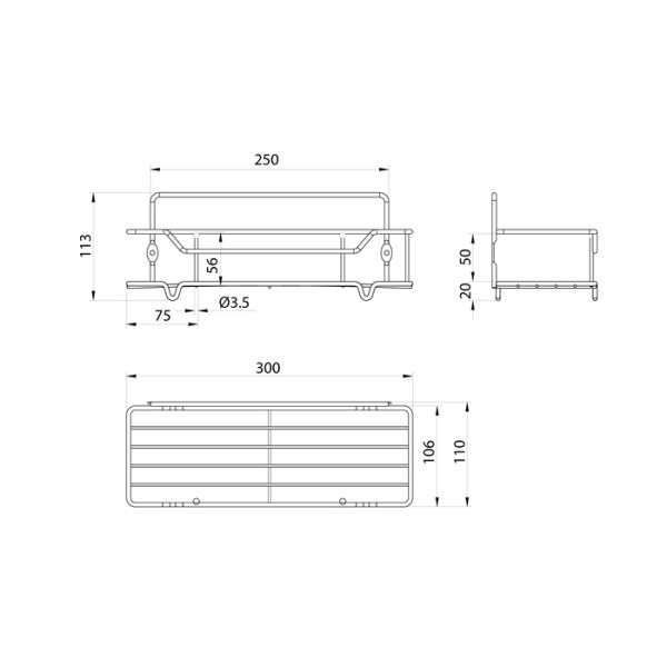 Полка одноярусная прямая Milardo Grid проволока стальная, хром (GRICS1CM44)