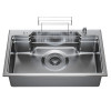 Мойка настол.монтаж MIXLINE ПРО 75х46 (1,0) вып 3 1/2" с ФАСКОЙ 21,5см сиф.(сатин дек)+доз+2кол+кор+р/д (558471)