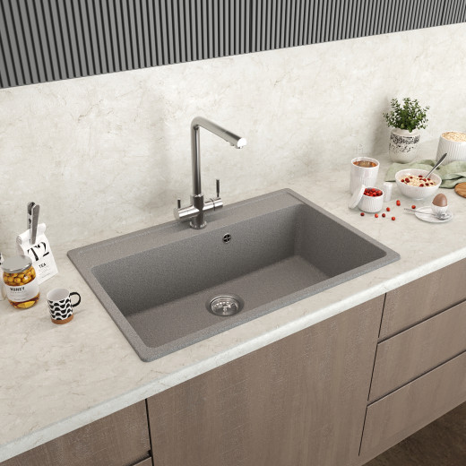 Мойка MIXLINE МЛ-ГМ33 (ML-GM33) КОМФОРТ темно-серая (309), 760*510*200мм (558736)