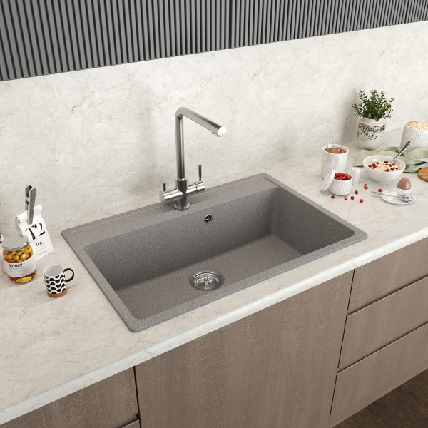 Мойка MIXLINE МЛ-ГМ33 (ML-GM33) КОМФОРТ темно-серая (309), 760*510*200мм (558736)