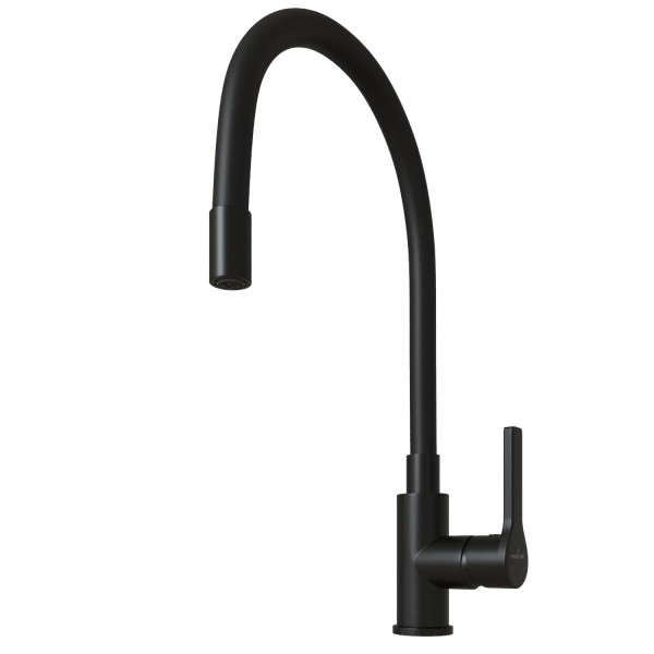 Смеситель для кухни 35k MIXLINE ML23-097 "Round Black" гибкий излив боковая ручка (553222)