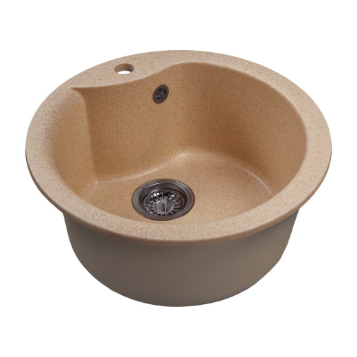 Мойкa MIXLINE МЛ-ГМС101 (ML-GMS101) СТАНДАРТ круглая, песочный (302), 480 мм (глуб. чаши 190) (558081)