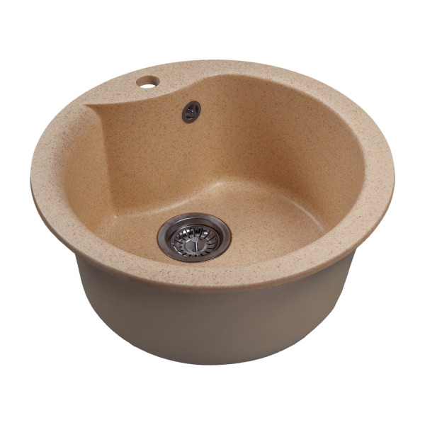 Мойкa MIXLINE МЛ-ГМС101 (ML-GMS101) СТАНДАРТ круглая, песочный (302), 480 мм (глуб. чаши 190) (558081)