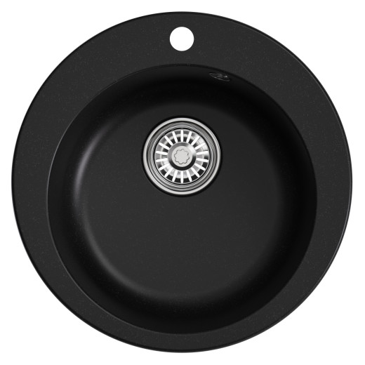 Мойкa MIXLINE ML-GM13 круглая  ультра-черная (344) 495мм (глуб. чаши 200) NEW (551898)
