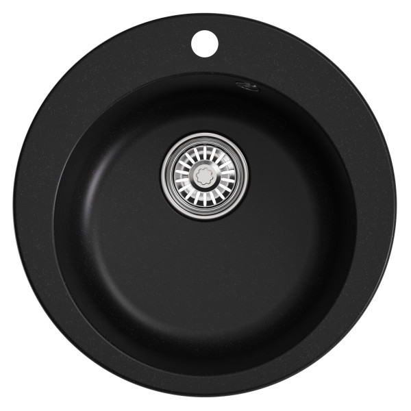 Мойкa MIXLINE ML-GM13 круглая ультра-черная (344) 495мм (глуб. чаши 200) NEW (551898)