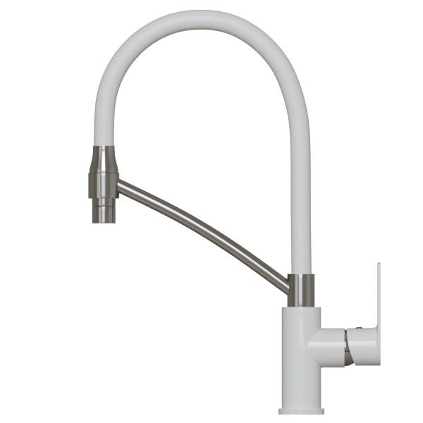 Смеситель для кухни 35k MIXLINE ML33-108 "City White" гибкий излив боковая ручка (553223)