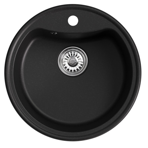 Мойкa MIXLINE ML-GM09 круглая  ультра-черная  (344) 510 мм (глуб. чаши 190) NEW (551805)