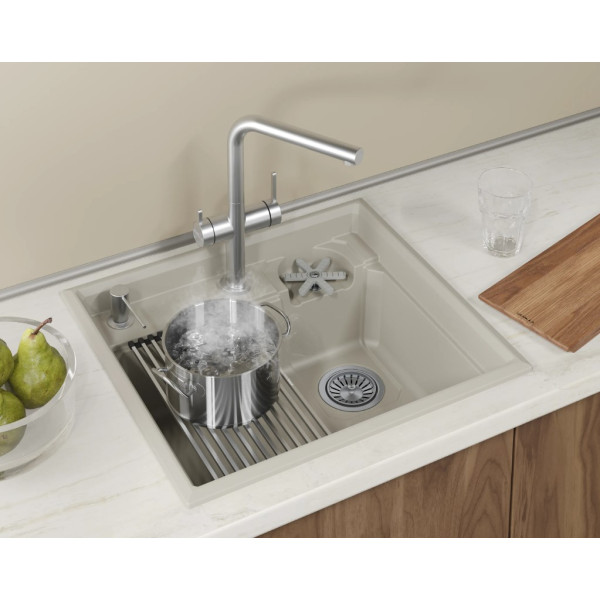 Кухонная мойка GRANULA KITCHEN SPACE RINZER кварц (5807R, КРЕМАН)