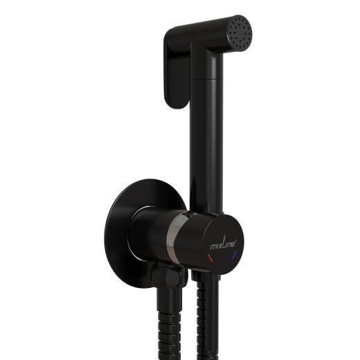 Смеситель с гигиенической лейкой 25k MIXLINE МЛ31-081Ч(ML31-081BL) 
