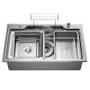 Мойка настол.монтаж MIXLINE ПРО 75х46 (1,0) вып 3 1/2" с ФАСКОЙ 21,5см сиф.(сатин дек)+доз+2кол+кор+р/д (558471)
