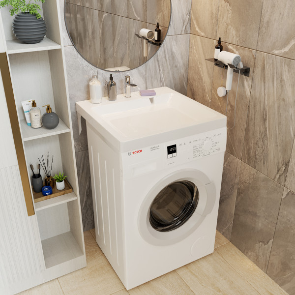 Раковина над стиральной машиной MIXLINE "ЛАЙН" 60*60 ш*г, с кронштейнами (MIXLINE) (553583)
