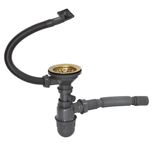 Сифон MIXLINE 3 1/2*40  с прямоуг. переливом, с гофрой 40*40  PRO ЗОЛОТО (551691)