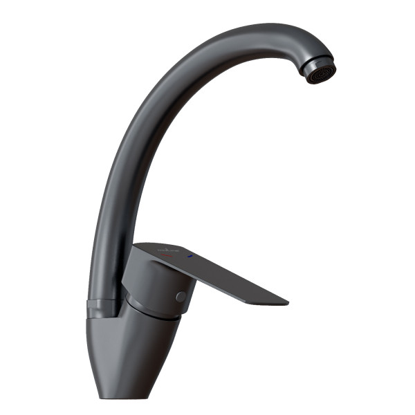 Смеситель для кухни 35k MIXLINE МЛ15-032(ML15-032GR) выс.излив б/отв бок п/гайку(без подводки)ГРАФИТ (556660)