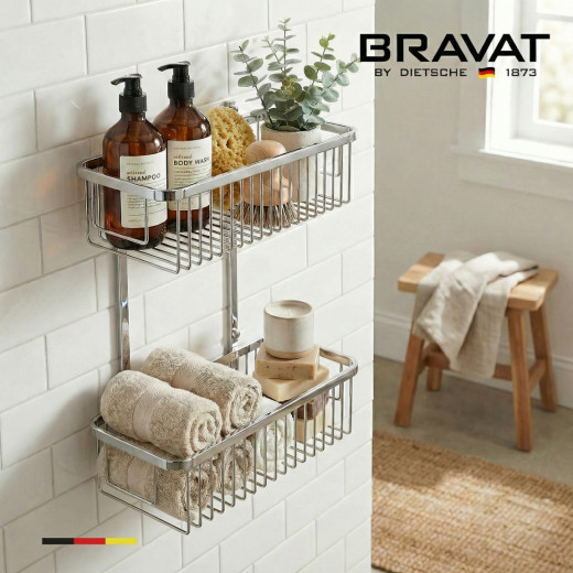 Полка двойная для ванной комнаты BRAVAT (D71002CP-SW)