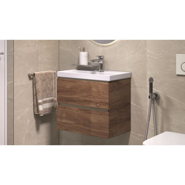 Тумба навесная Velvex Mondi 600-0-2 акация темная под раковину 4627173210874 (Madera Classica Slim) (359 акация темная)