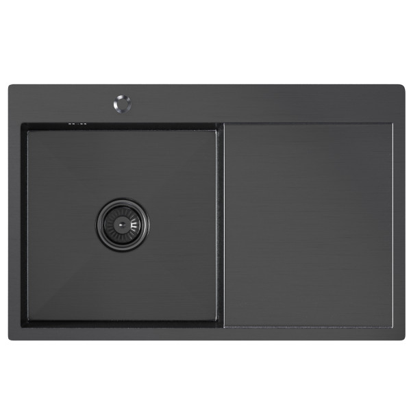 Кухонная мойка 78х50 лев. вып 3 1/2 MIXLINE PRO 20см с сифоном черный графит (552922)